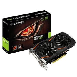 Gigabyte GV-N1060WF2OC - Grafikkarte NVIDIA GeForce 1060 GTX OC Windforce 2 (6 GB GDDR5, PCI-E 3.0, DVI-D, HDMI, DP), schwarz - 1